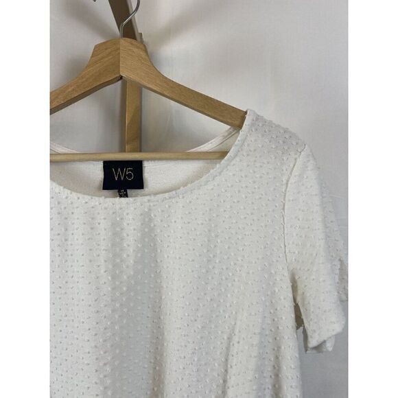 Anthropologie W5 White Short Sleeve Tie-Waist Textured Shirt Sz M EUC - Picture 2 of 6